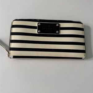 Kate Spade Black and Cream Striped Wallet